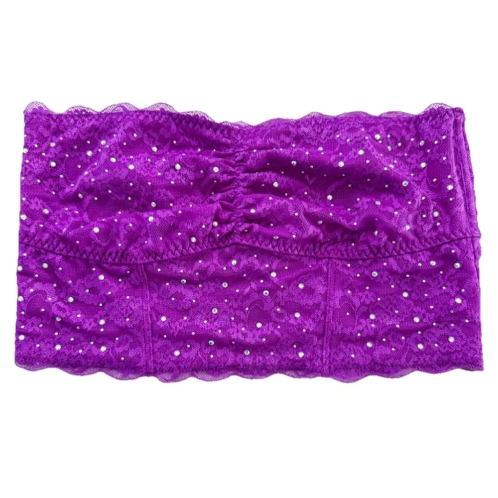 PINK Victoria’s Secret Purple Lace Rhinestone Bandeau Bralette L